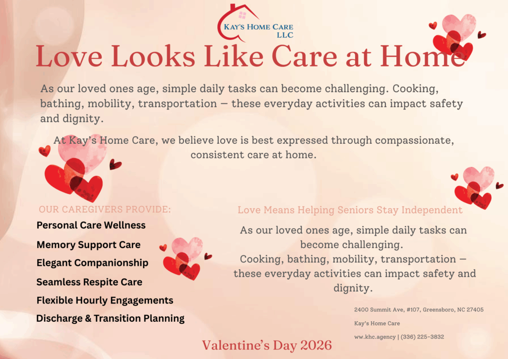 Memory care services in Greensboro NC caregiver supporting senior with Alzheimer’s in home setting