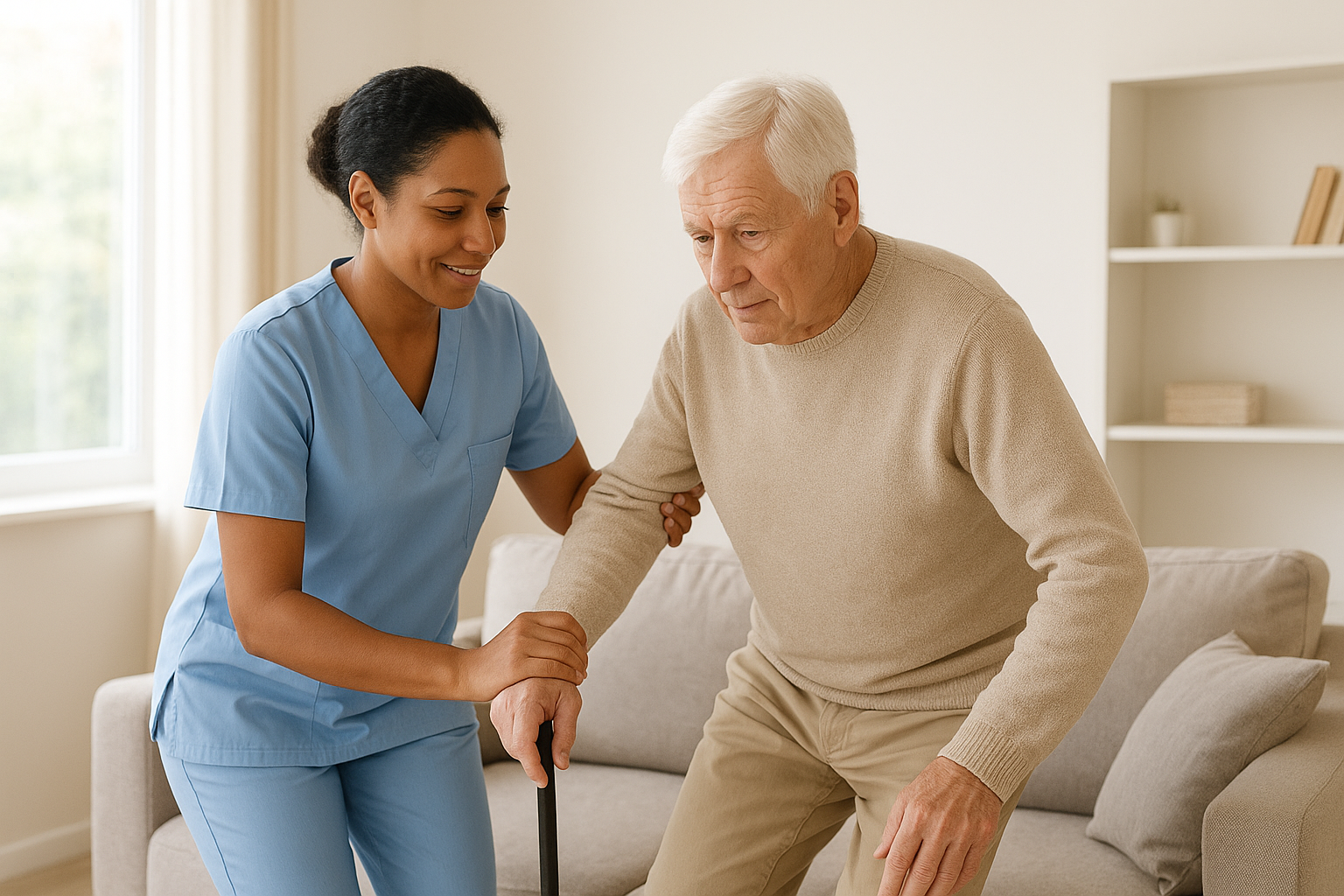 Companion care in Greensboro NC caregiver providing social support and companionship to senior at home